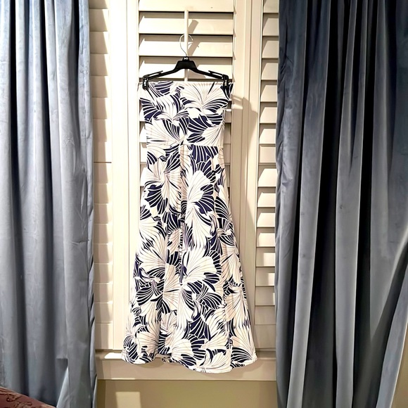 J. Crew strapless white and blue maxi dress Small - Picture 3 of 10